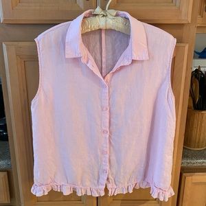 Mango Pink Sleeveless Button-Up Tank Top